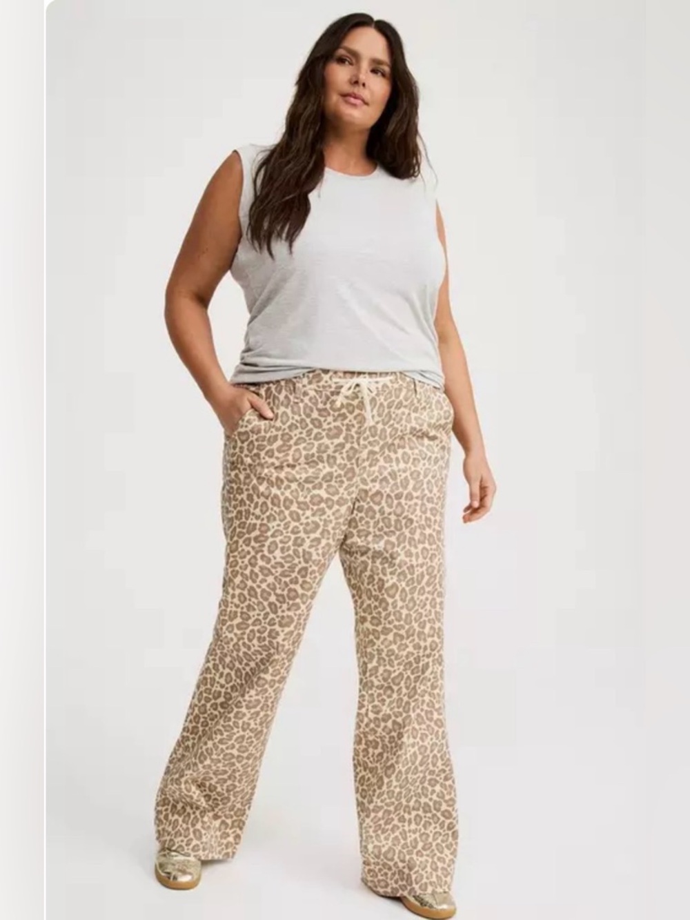 torrid Monday Leopard Wide-Leg weekend stretch twill  mid rise Pants